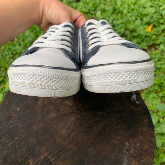 Moda in Pelle white navy leather buckle trainers - Picture 6 of 15